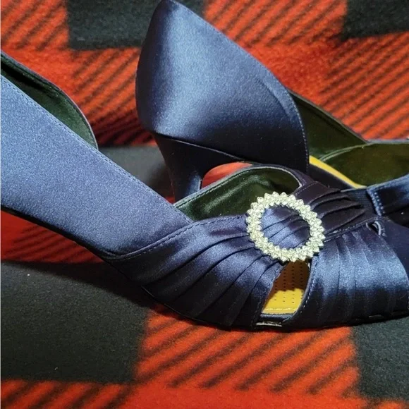 Comfort View Blue Satin D’ Orsay Pumps Size 8.5 Wide - Picture 3 of 7